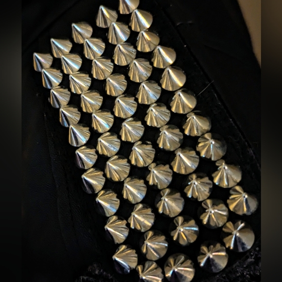 Black Faux Leather Cross jacket Sz Small - Picture 5 of 5